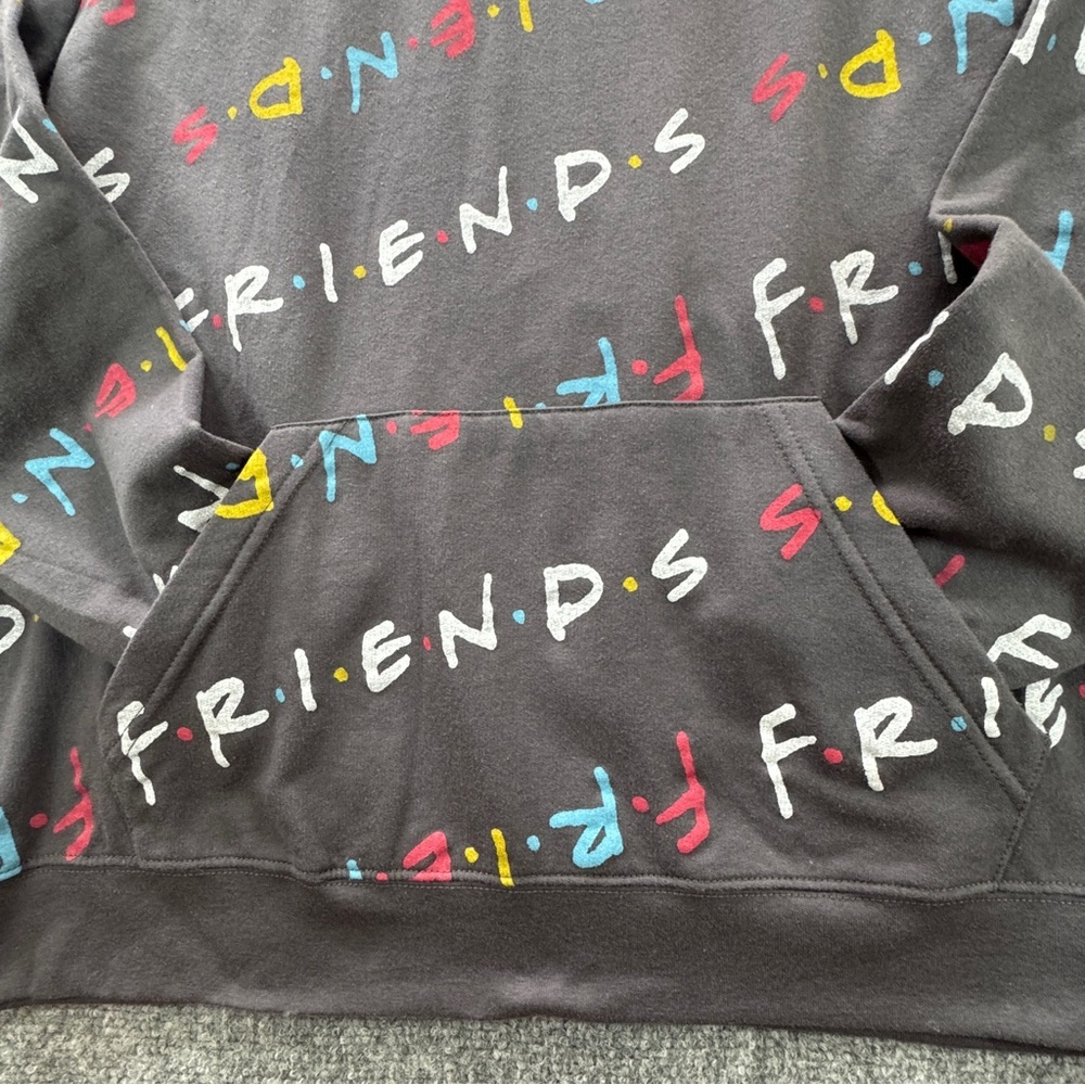 Friends All Over Logo Print Hoodie Pullover Gray Cotton Blend L - Picture 7 of 15